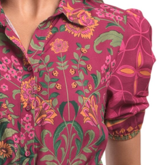 CELINA MOON Short Sleeve Floral Maxi Dress With Belt - Picture 3 of 6